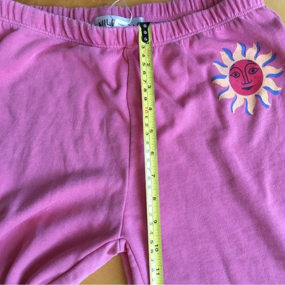 Wildfox “Del Sol Knox Pant” Sunshine Joggers, Bubblegum Pink, Yellow, Size XS